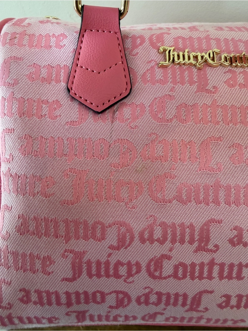 Juicy Couture Pink Monogram Speedy Handbag Double Satchel Missing Long Strap - Picture 16 of 16
